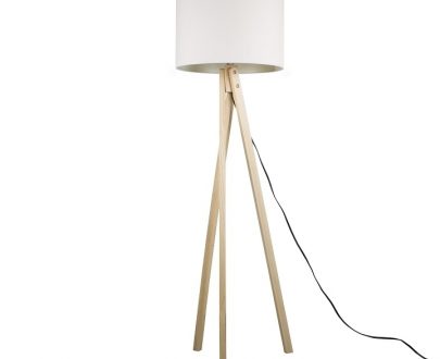 Lampă de podea, albă/lemn natural, LILA TYP 6
