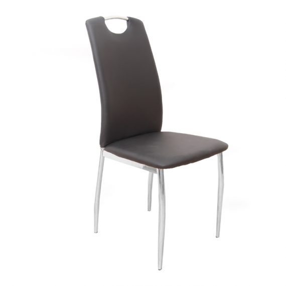 Scaun dining, piele ecologică neagră/crom, ERVINA