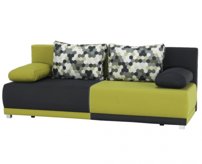 Canapea extensibilă,  gri/verde/perne cu model, SPIKER