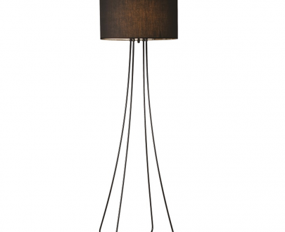 Lampă pe picior, metal negru/material, CINDA TYP 12 F4813