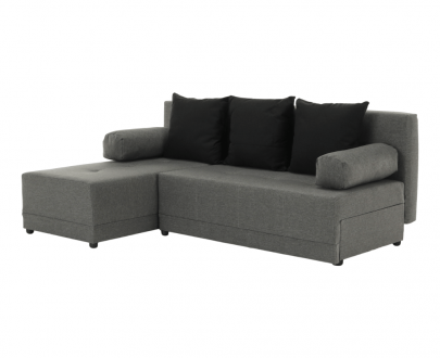 Set de canapea cu colţ, gri/negru, stâng, MEXX