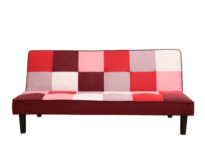Canapea extensibilă, material textil roşu/alb, ARLEKIN