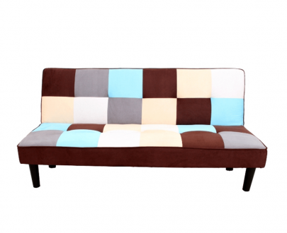 Canapea extensibilă, material textil bej/maro/albastru, ARLEKIN